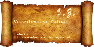Veszelovszki Zolna névjegykártya